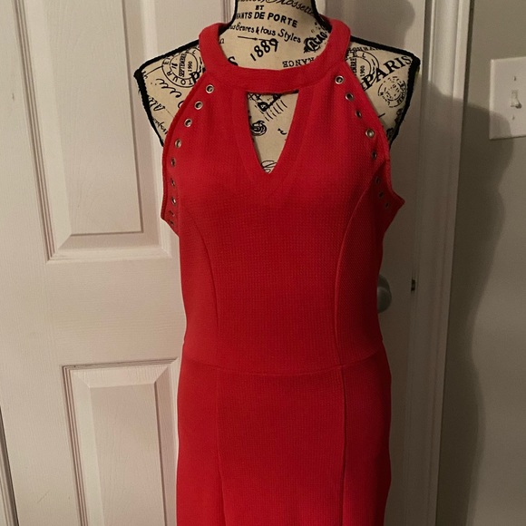 XOXO hot pink grommet fit and flare dress - Picture 2 of 16